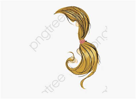 Illustration Style Lady Ponytail Long Hair Cartoon Ponytail Free