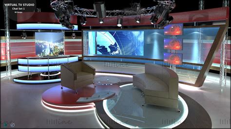 Virtual Tv Studio Chat Set 3d Model