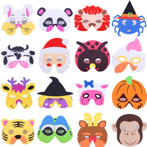 New 12pcs Mask Birthday Party Supplies Eva Foam Animal Masks Cartoon