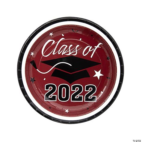 Class Of 2022 Graduation Party Burgundy Paper Dinner Plates 25 Ct