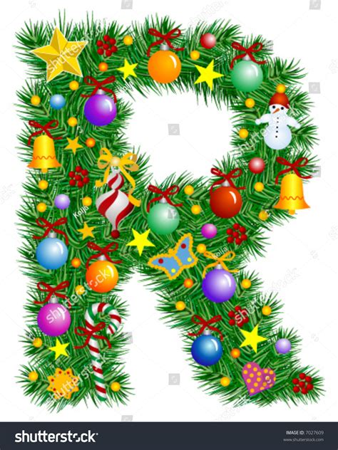 Letter R Christmas Tree Decoration Part Stock Vector Royalty Free