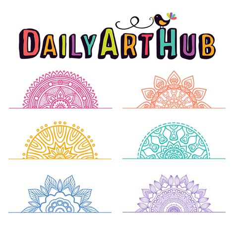 Colorful Half Mandala Clip Art Set Daily Art Hub Graphics