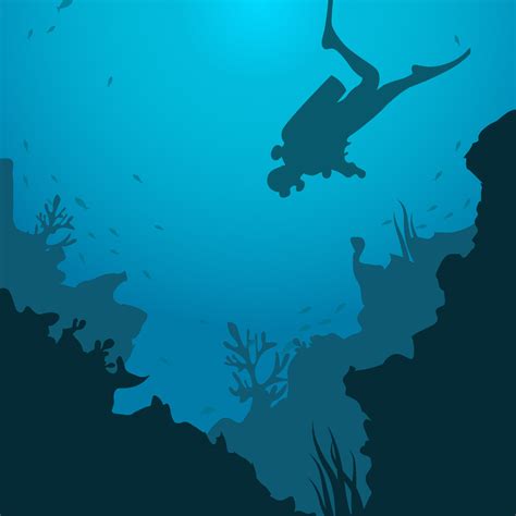 Silhouette Of Scuba Diving Vector Illustration 208535 Vector Art At