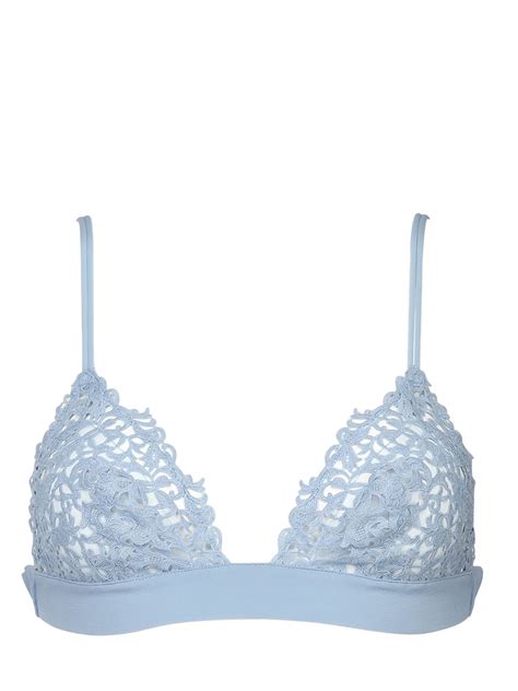 Lyst La Perla Silk Lace Triangle Bra In Blue