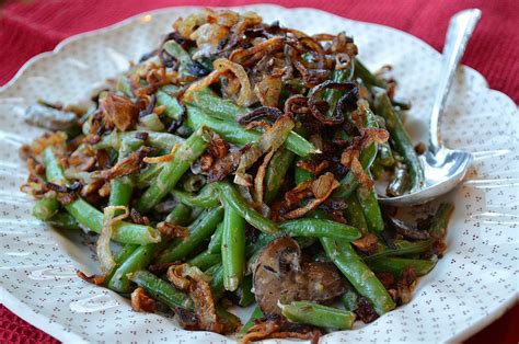 In the photos there are twice the amount of mushrooms called for in this recipe (two pounds instead of one). Quick and Fresh Green Bean "Casserole" - Three Many Cooks