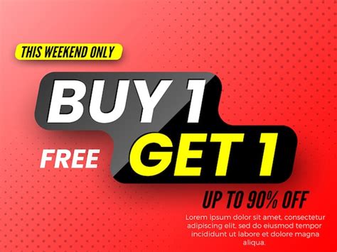 Premium Vector Buy 1 Free Get 1 Sale Banner With Red Ribbon