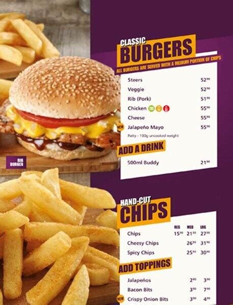 Menu At Steers Restaurant Pretoria Shop 3 Sterland Cnr Of Steve Biko