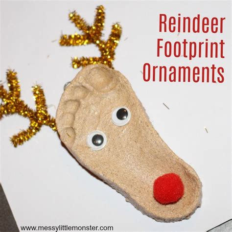 Reindeer Footprint Craft Salt Dough Ornaments Reindeer Footprint Footprint Crafts Homemade