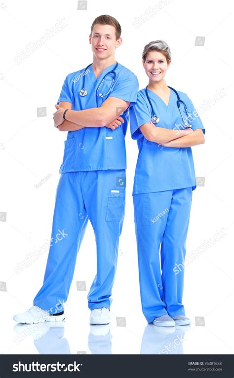 Smiling Medical Doctors Stethoscopes Isolated Over Stock Photo Edit