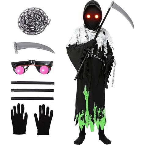 Grim Reaper Costume For Boys And Kids Halloween Creepy Phantom Costume