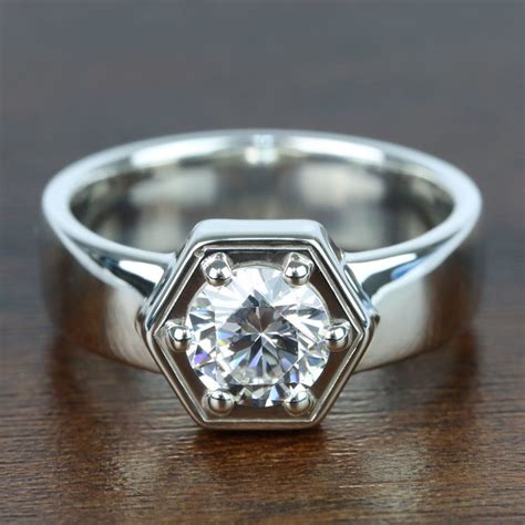 Get the best deals on men's diamond rings. Beaded Hexagon Round Solitaire Diamond Men's Engagement Ring