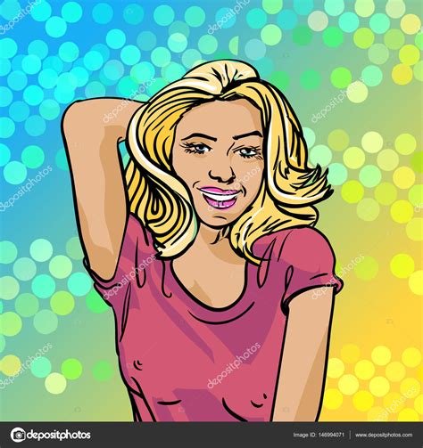Beautiful Blonde Girl Portrait Vector Illustration Stock Vector Image