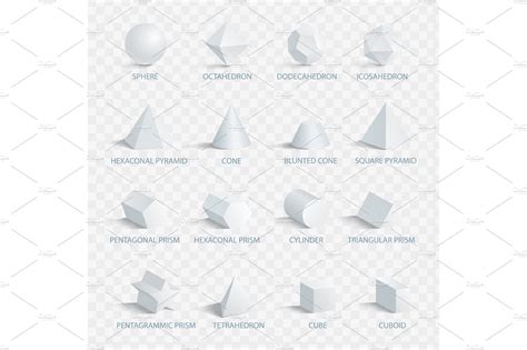 Geometric 3d Shapes With Names Pre Designed Illustrator Graphics