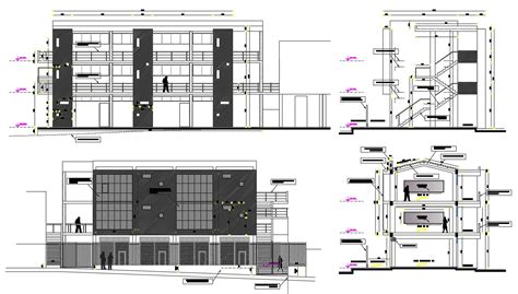 D Cad Drawing Of Industrial Building Section And Elevation Design My