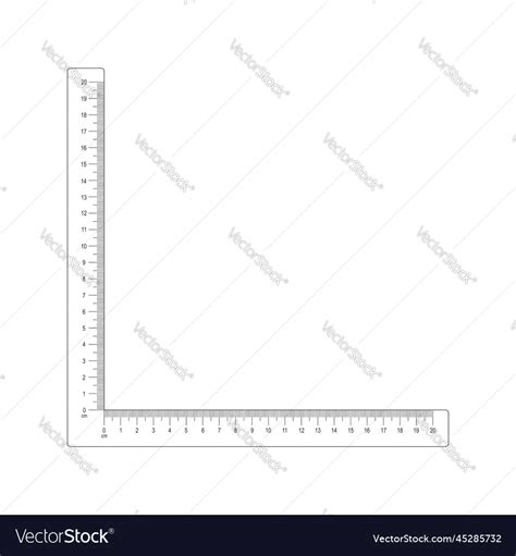 20 Cm Corner Ruler Template Measuring Tool Vector Image
