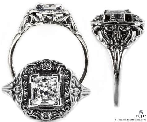 E021bbr Antique Filigree Ring For A 120ct To 130ct