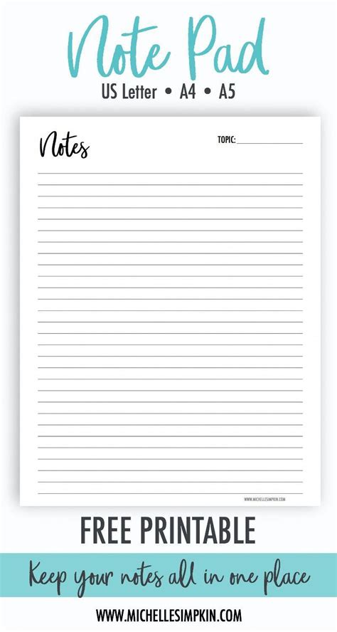 Free Printable Use This Free Note Pad Printable To Make Notes Create