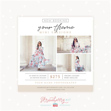 Mini Sessions Template Download Photographers Strawberry Kit