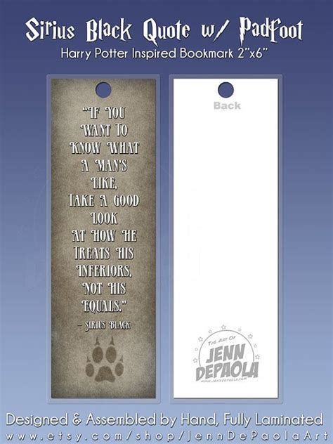 Sirius Black Quote W Padfoot Harry Potter Bookmark By