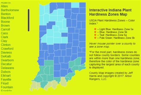 Interactive Indiana Plant Hardiness Zones Mapthumbnail Arbor Rangers