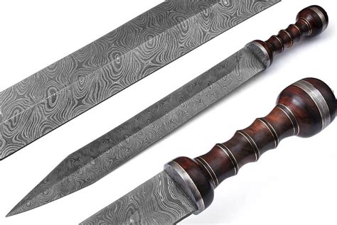 Handmade Damascus Steel Roman Gladius Sword With Rosewood Etsy