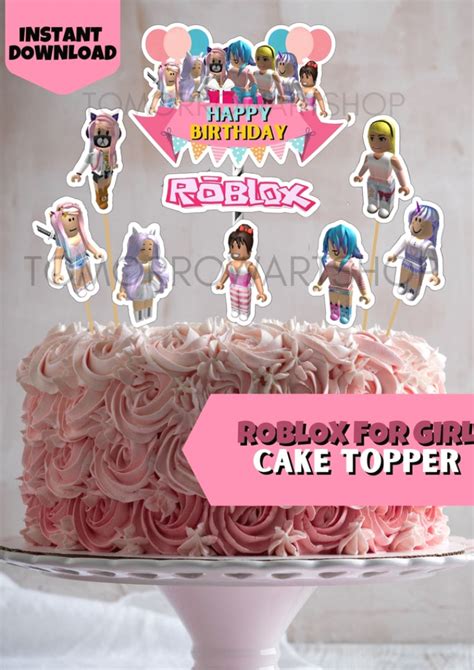 Printable Roblox Birthday Cake Topper Roblox Template Roblox Etsy