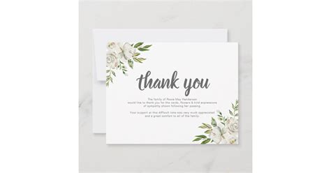 Personalized Funeral Thank You Note Behreavement Zazzle