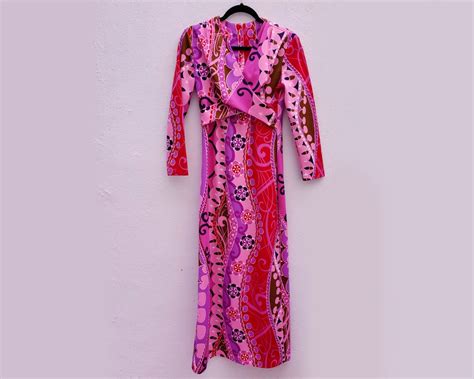 vintage early 1970 s psychedelic dress etsy
