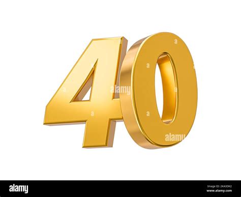 A 3d Illustration Of The Number Forty In The Color Of Gold Isolated On