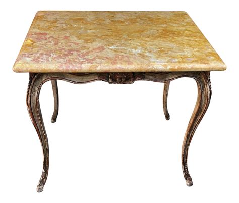 antique 19c carved italian walnut side table w sienna marble top chairish
