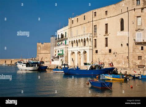 Italy Puglia Monopoli Old Town Harbour Adriatic Sea Stock Photo