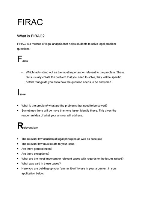 Firac Guide Delict Firac What Is Firac Firac Is A Method Of Legal