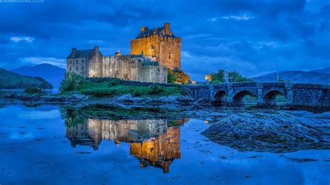 Download Scotland Castle Reflection Bridge Man Made Eilean Donan Castle