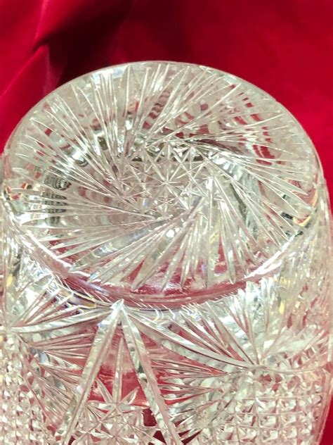 Antique Heavy Abp Cut Crystal Pinwheel Vase 12 High And 6 Wide Opening Cut Crystal Vase