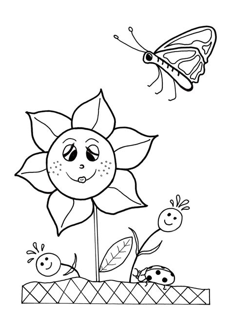See fuzzy's fresh spring flowers coloring page! Dancing Flowers Spring Coloring Sheet | AllFreeKidsCrafts.com
