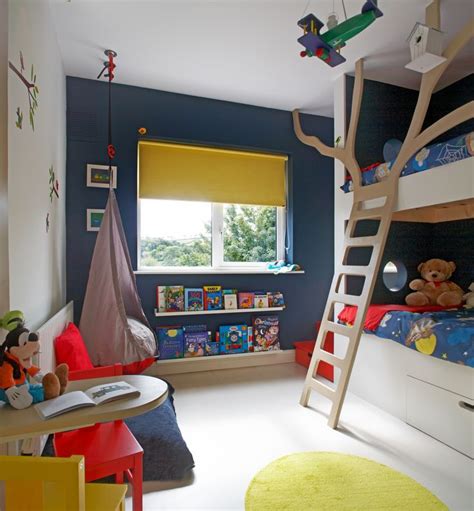 Navy Blue And Yellow Kids Room Interiors By Color