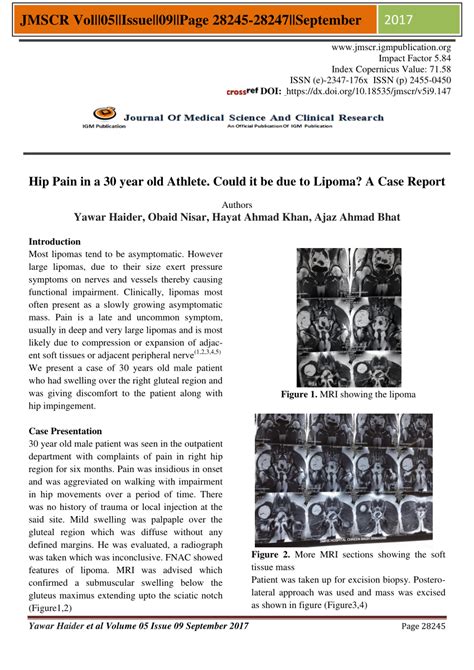 PDF Hip Pain In A 30 Year Old Athlete Could It Be Due To Lipoma A