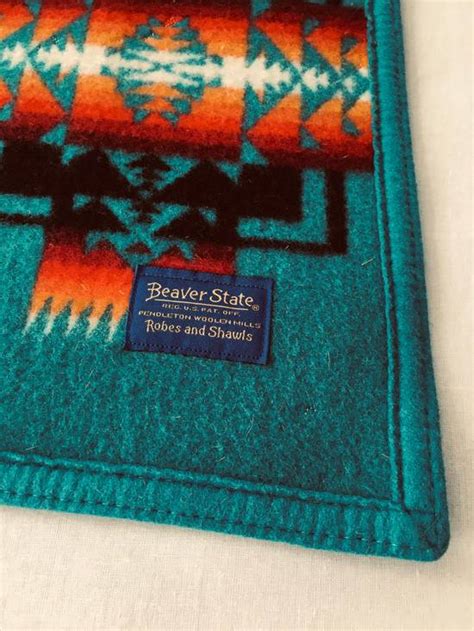 Pendleton Beaver State Pendleton Wool Blanket 33 X43 Navajo Motif