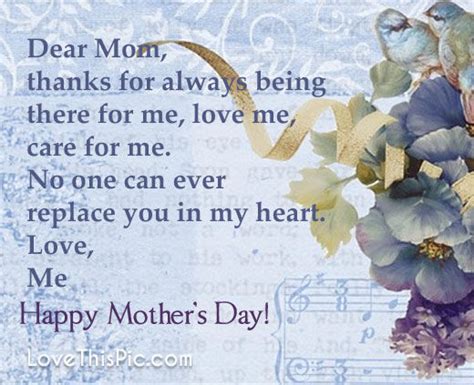 Dear Mom Thanks For Always Being There For Me Happy