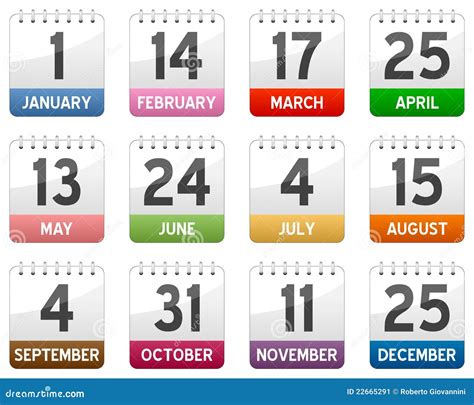 Set Of Calendar Icons Time And Seasons Day Week Months Year