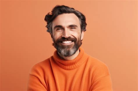 Premium Ai Image Portrait Of His He Nice Looking Attractive Masculine Cheerful Cheery Bearded