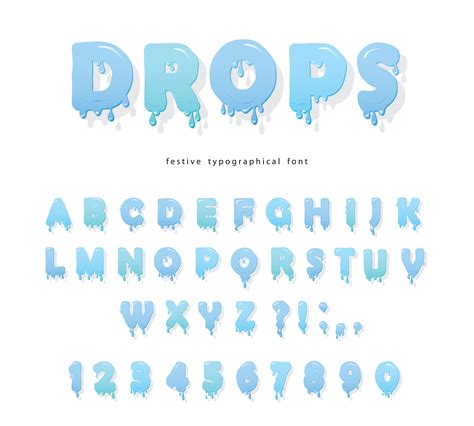 Water Drops Font Design Transparent Glossy Letters And Numbers 670805