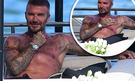 Shirtless David Beckham Shows Off His Muscly Physique Daily Mail Online