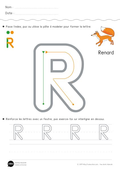 Apprendre à écrire La Lettre R En Capitale Fiche Décriture R