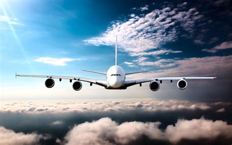 Wallpaper Passenger Plane Front View Flight Clouds 3840x2160 Uhd 4k