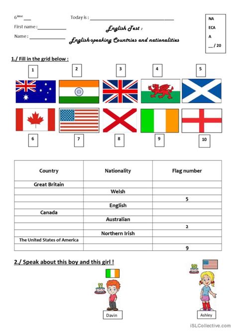 English Speaking Countries An English Esl Worksheets Pdf And Doc