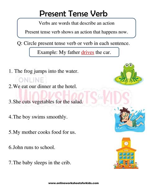Present Tense Verb Worksheets For First Grade