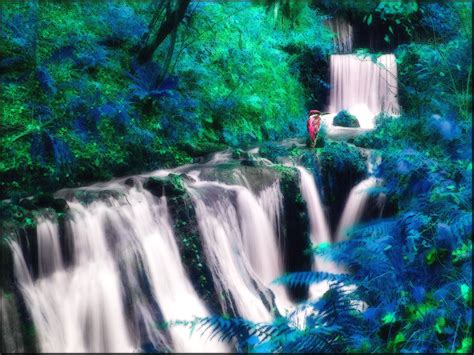 Dream Falls Abstract Art Birds Nature Waterfall Waterfalls Hd Wallpaper