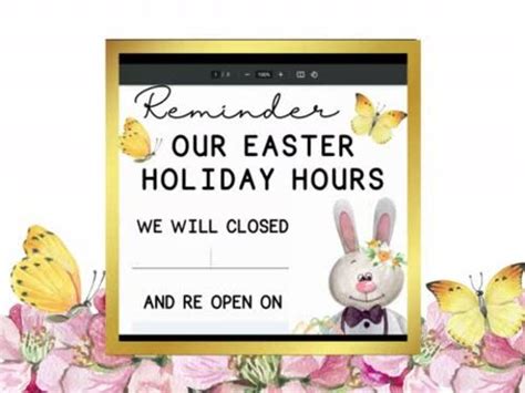 Easter Closed Sign Easter Holiday Closure Signs Easter Holiday
