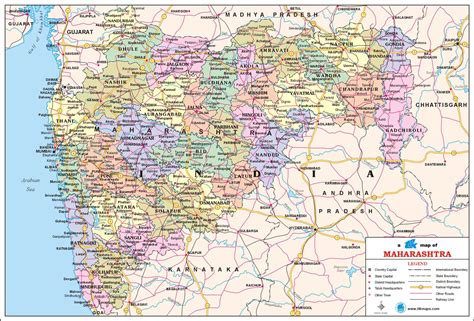 Maharashtra Travel Map Maharashtra State Map With Districts Cities Towns Tourist Places